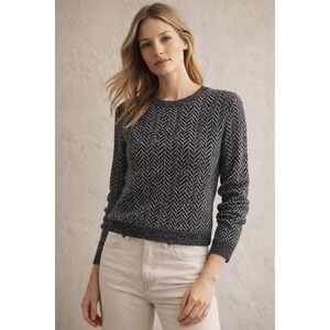 Theory Sz M 100% Wool Herringbone Chevron Sweater Crewneck RealReal Pullover